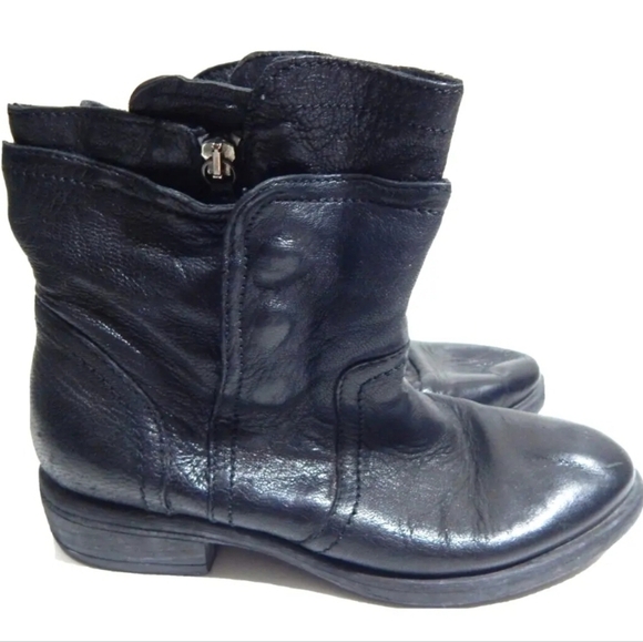 Vera Wang Ozita Black Leather Double Shaft Moto Boots - Picture 1 of 9